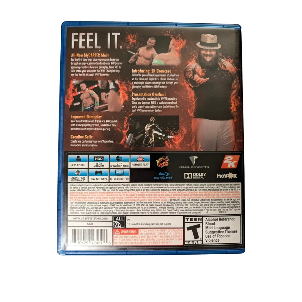 WWE 2K15 Sony PlayStation 4 PS4 Wrestling Game John Cena 2K Sports CIB
